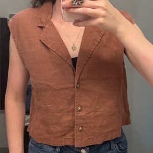 Lou & Grey Linen Button-Up Vest